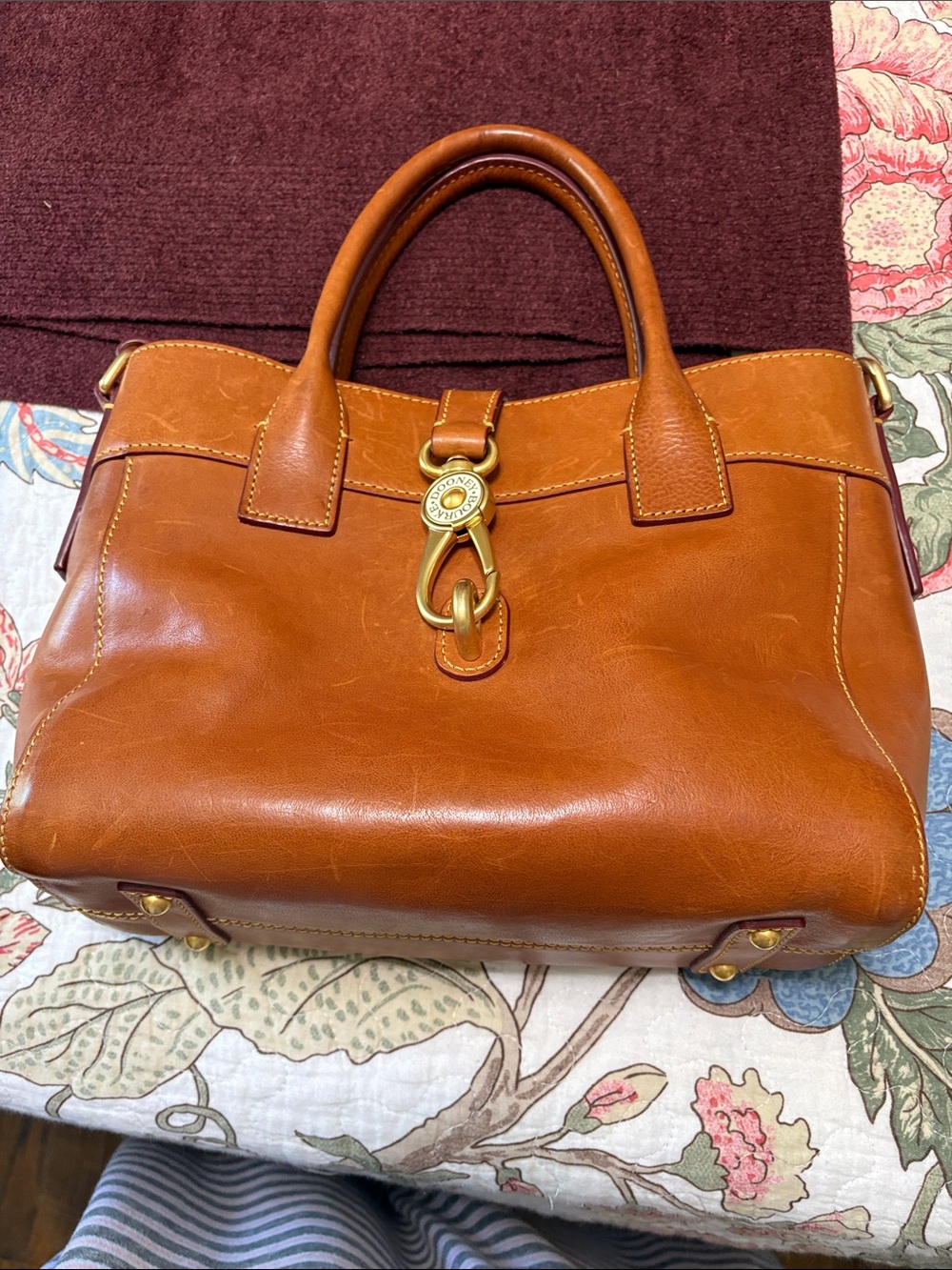 Classic Tan Leather Satchel Handbag